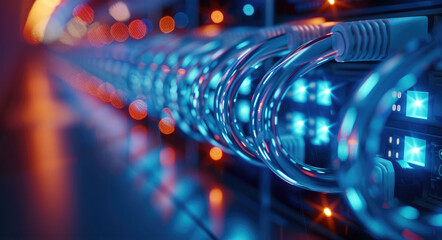 Poster - Cable, line, IT solutions, realistic, Company network solutions. Generative AI.