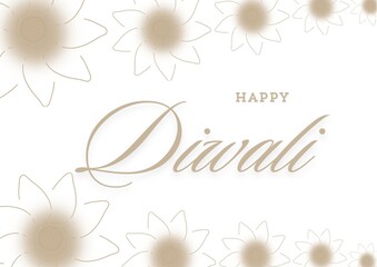 happy Diwali. Indian festivals of light with golden flowers. floral illustration design in beige background.