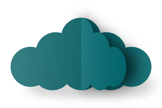 Green paper clouds isolated on transparent background