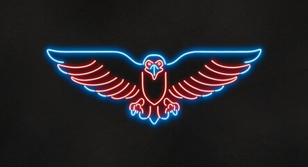 Wall Mural - eagle drawing of neon sign on plain black background 96