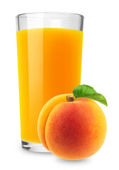 Sticker - Apricot juice in a glass with apricot isolated on transparent background.