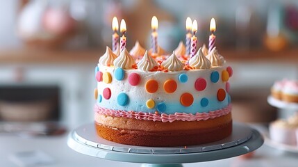 Poster - Birthday cake, white background. Generative AI.