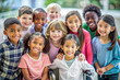 © Yekatseryna - Group of Multi-ethnic children looking at camera and posing together. Diverse different cool school students boys and girls wide angle. Concept diversity and inclusion