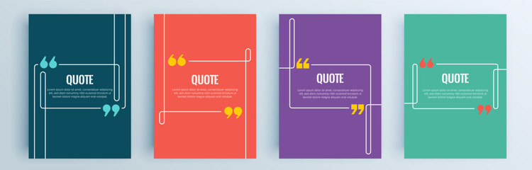 Fototapete - Quote frames blank templates set. Text in brackets, citation empty speech bubbles, quote bubbles. Textbox isolated on color background. Vector illustration.
