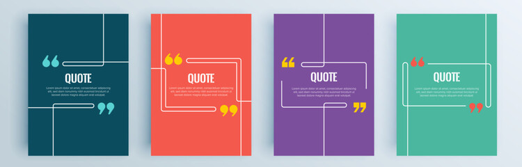 Fototapete - Quote frames blank templates set. Text in brackets, citation empty speech bubbles, quote bubbles. Textbox isolated on color background. Vector illustration.
