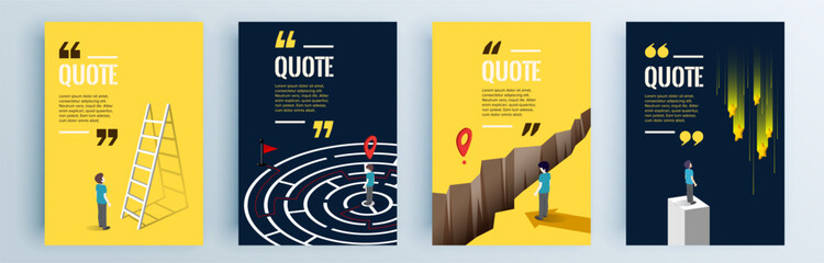 Fototapete - Quote frames blank templates set. Text in brackets, citation empty speech bubbles, quote bubbles. Textbox isolated on color background. Vector illustration.