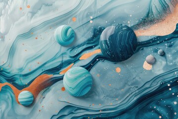 Wall Mural - A detailed view of a decorated cake with blue and orange icing