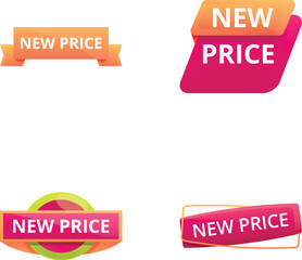 Poster - Special offer icons set cartoon vector. New price web tag, banner and corner. Promotion, discount on purchase
