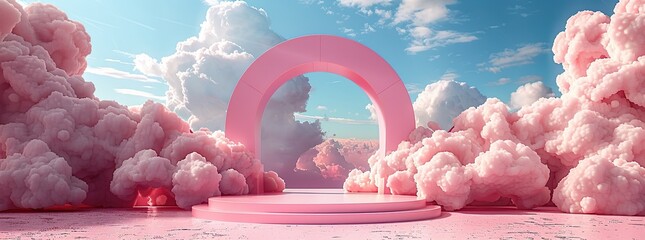 Poster - Pink Cloudscape with Archway