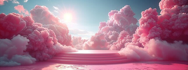 Poster - Pink Clouds and Platform in the Sky