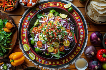 Wall Mural - vegetable salad in bowl, top view