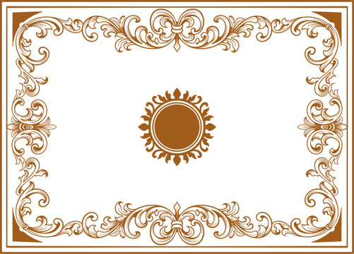 Baroque engraved. Victorian floral ornamental borders, vintage decorative frame elements. Vector illustration royal set for wedding invitation and greeting cards, ornaments romantic invitations