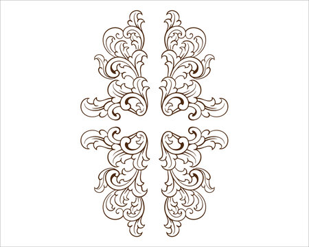 Baroque engraved. Victorian floral ornamental borders, vintage decorative frame elements. Vector illustration royal set for wedding invitation and greeting cards, ornaments romantic invitations