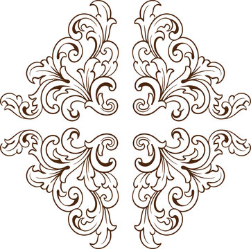 Baroque engraved. Victorian floral ornamental borders, vintage decorative frame elements. Vector illustration royal set for wedding invitation and greeting cards, ornaments romantic invitations