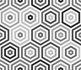 Poster - mosaic hexagon shapes background. stacked hexagon bold mosaic cell. grey color tones. large hexagons