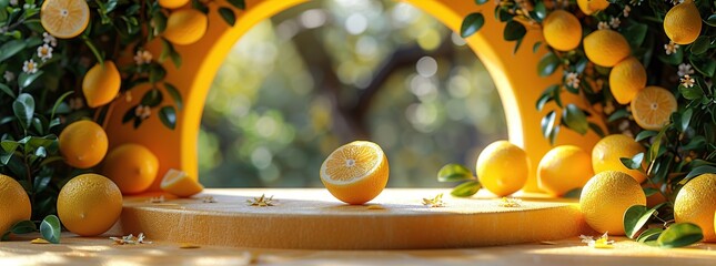 Wall Mural - Lemons, Bright Yellow Display, Sunny Day