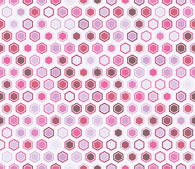 Poster - Minimal geometric background. Hexagon bold mosaic cell with padding and inner solid cells. Hexagon cells. Multiple tones color palette. Seamless pattern. Tileable vector illustration.