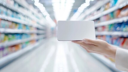 Wall Mural - A person holding a tablet in a store