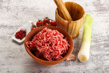 Wall Mural - Minced beef meat in the bowl