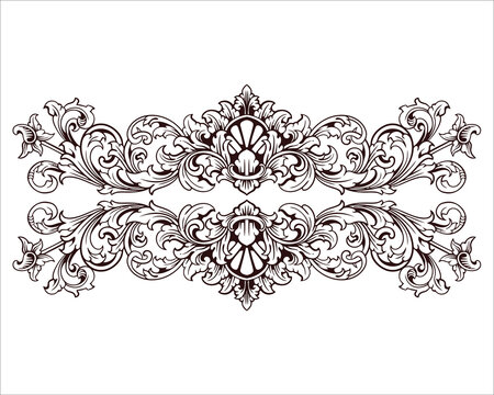 Baroque engraved. Victorian floral ornamental borders, vintage decorative frame elements. Vector illustration royal set for wedding invitation and greeting cards, ornaments romantic invitations