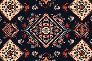 Wall Mural - Seamless geometric ethnic asian oriental and tradition pattern design for texture and background. Silk and fabric pattern decoration for carpet, clothing, wrapping and wallpaper	