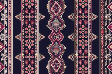 Wall Mural - Seamless geometric ethnic asian oriental and tradition pattern design for texture and background. Silk and fabric pattern decoration for carpet, clothing, wrapping and wallpaper	