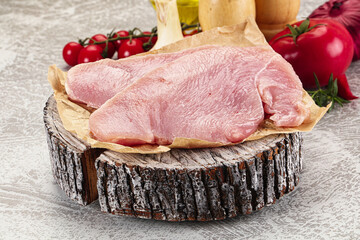 raw uncooked turkey fillet steak