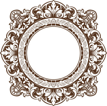 Baroque engraved. Victorian floral ornamental borders, vintage decorative frame elements. Vector illustration royal set for wedding invitation and greeting cards, ornaments romantic invitations