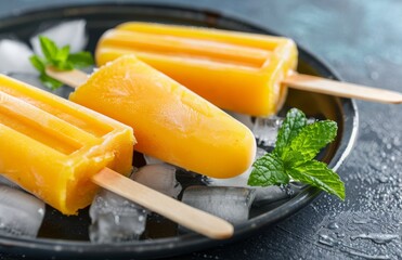 Passionfruit Ice Pops With Mint Garnish