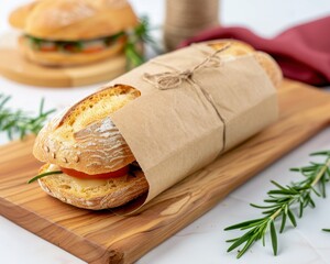 Wall Mural - Wrapped Sandwich on Cutting Board