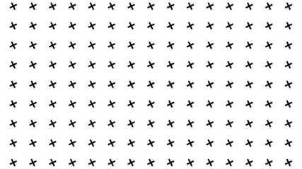 Black spinning crosses loop background 4K. Black crosses on a white backdrop. Simple smooth animated background. 