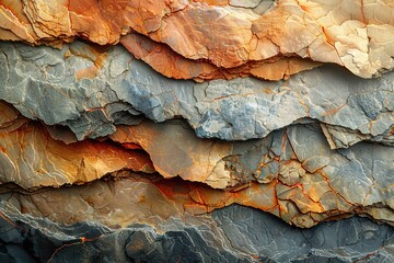 Wall Mural - A large rock formation with a variety of colors, including brown, gray