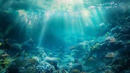  Sunlit Coral Reef with Diverse Marine Lif