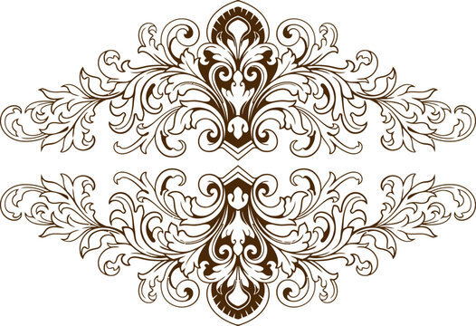 Baroque engraved. Victorian floral ornamental borders, vintage decorative frame elements. Vector illustration royal set for wedding invitation and greeting cards, ornaments romantic invitations