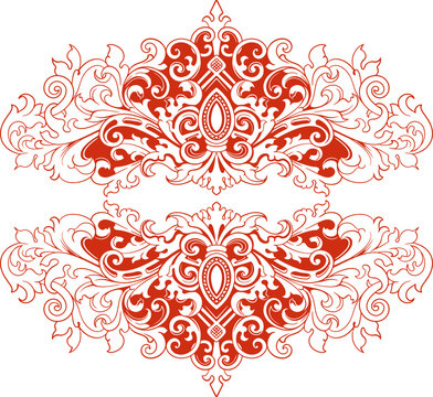 Baroque engraved. Victorian floral ornamental borders, vintage decorative frame elements. Vector illustration royal set for wedding invitation and greeting cards, ornaments romantic invitations