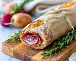 Wall Mural - Salami and Rosemary Baguette