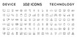 © Artex - Device and technology line icon set. Electronic devices and gadgets, computer, equipment and electronics. Computer monitor, smartphone, tablet and laptop simple icon collections
