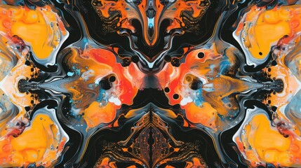 Wall Mural - Vibrant Symmetrical Abstract Paint Patterns in Vivid Colors