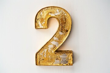 the number 2 in gold on a white background