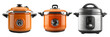 © Malika - Stylish Modern Electric Pressure Cookers with Vibrant Orange and Sleek Stainless Steel Design on a Transparent Background