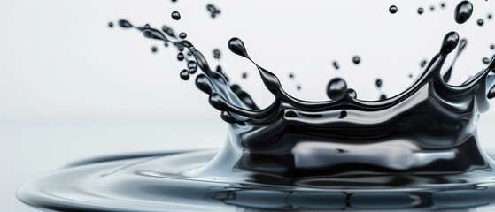 Wall Mural - a splash of black oil is splashing out of a container
