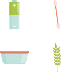 Poster - Recyclable garbage icons set cartoon vector. Various used item for recycling. Environmental protection