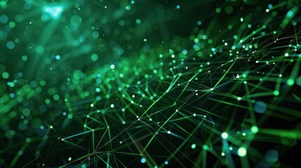 Poster - Digital abstract technology green data matrix with broad connection concept background wallpaper AI generated image