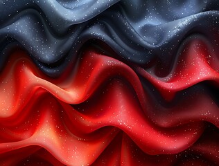 Poster - a red and blue wavy fabric.