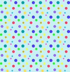 Wall Mural - Seamless abstract pattern in the form of multi-colored polka dots on a blue background