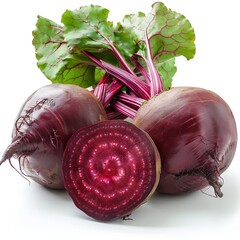 Sticker - Fresh Red Beets With Green Tops On A White Background