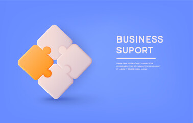 Business support. Jigsaw or puzzle pieces. Vector 3d illustration.