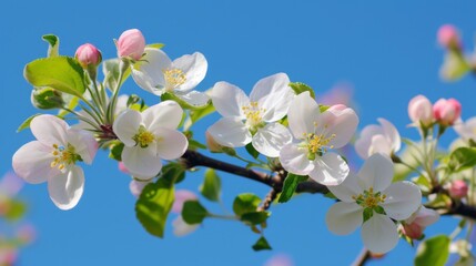 Sticker - Apple blossoms in full bloom on a tree branch