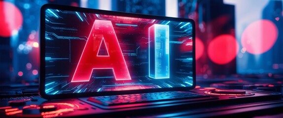 Aufkleber - Futuristic AI Technology Display
