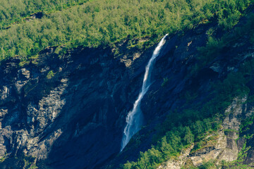 Sticker - Waterfall of Skjolden in Sogn og Fjordane, Norway.